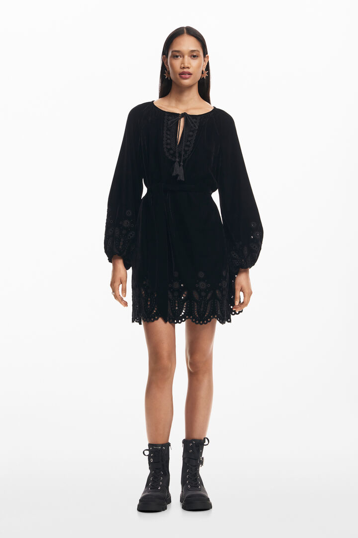 Embroidered mini dress