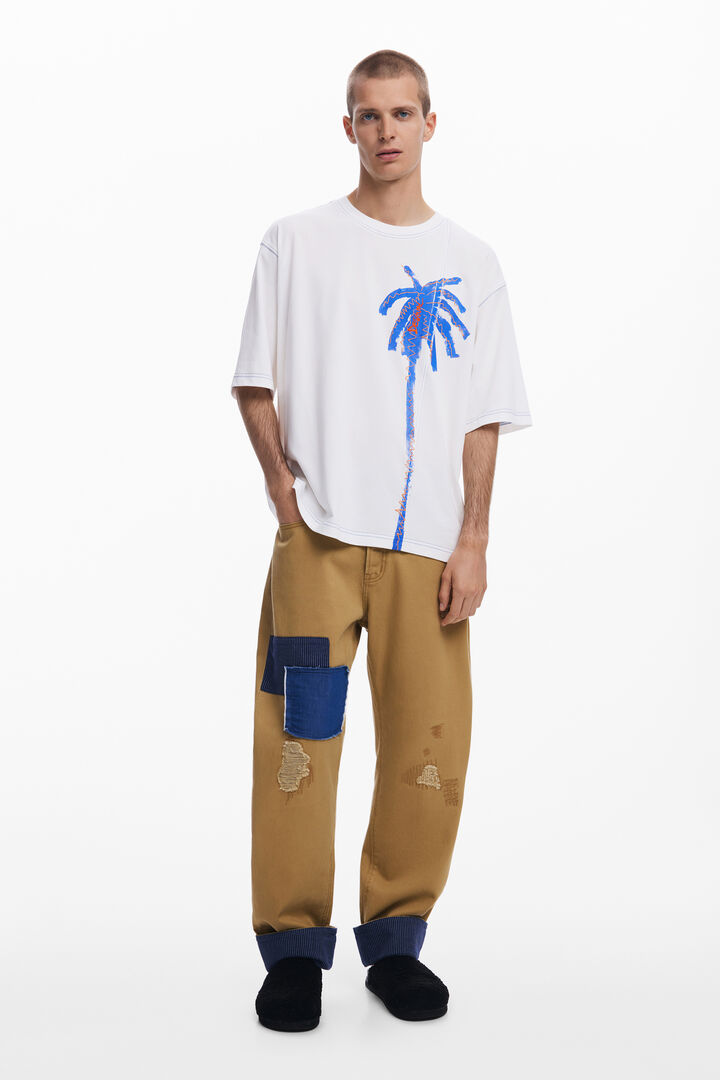 Palm tree T-shirt with topstitching | Desigual
