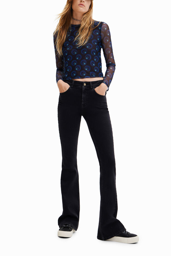 Tulle T-shirt with retro circle print | Desigual