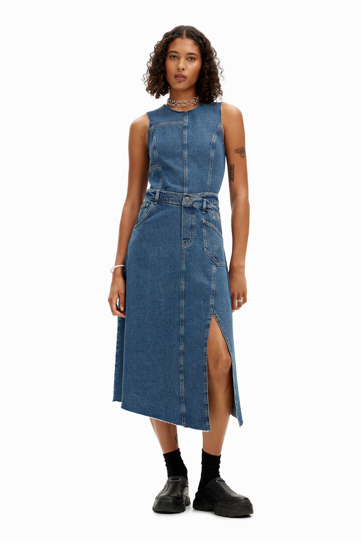 Vestido denim sin mangas y  cintura ajustable | Desigual