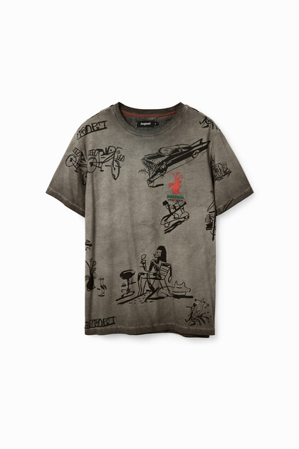 Camiseta tejido lavado dibujos