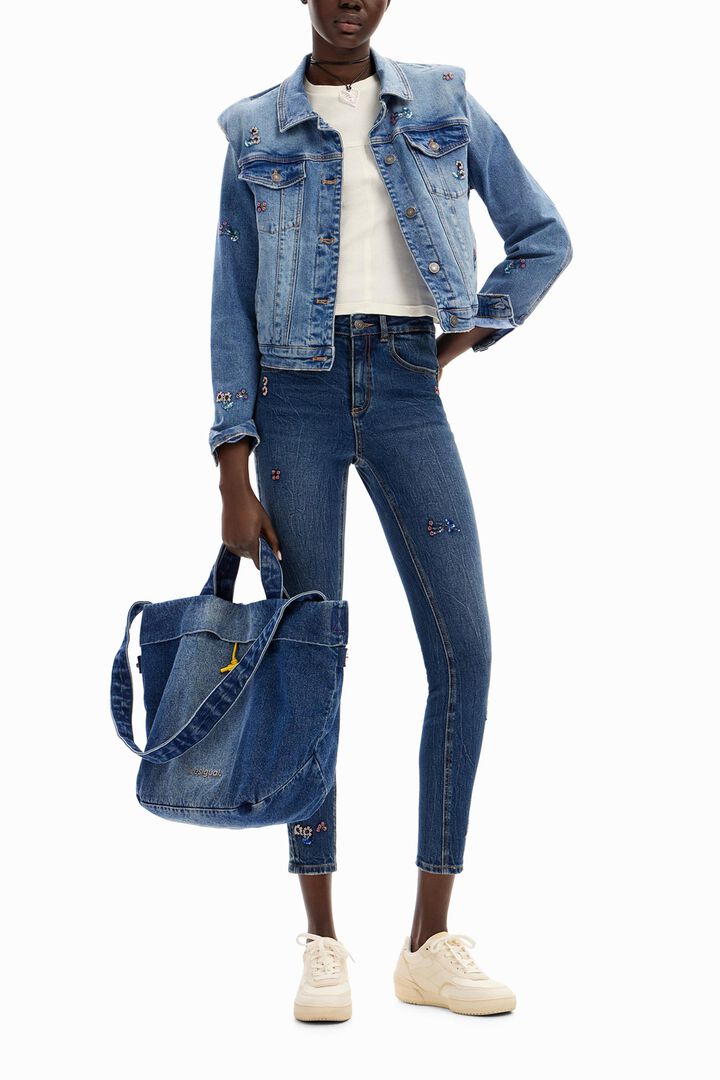 Floral denim trucker jacket | Desigual