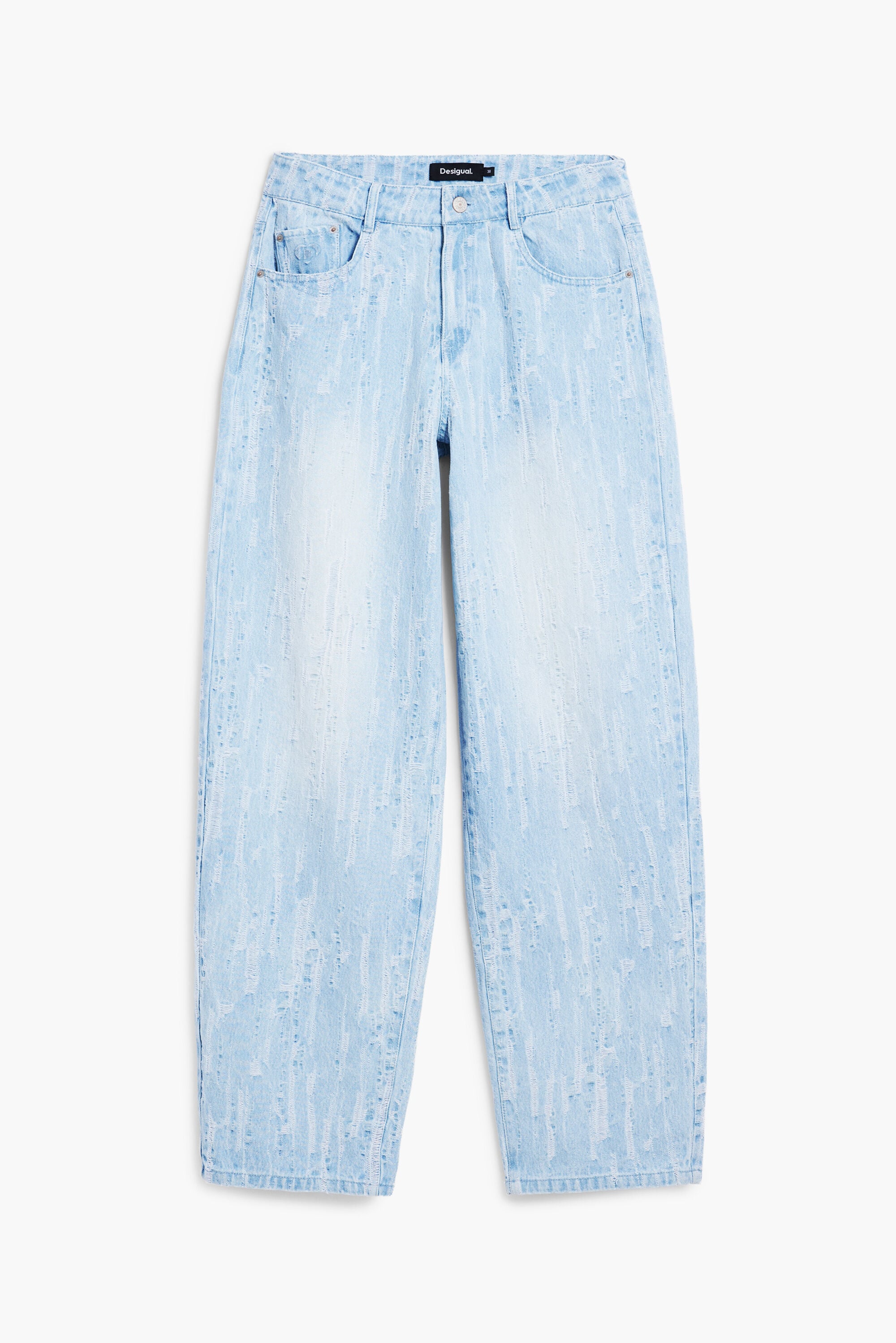 Desigual, Pantalón vaquero desgastado, Algodon, Azul, 38