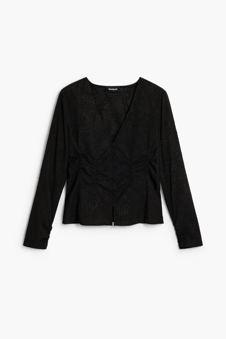 Blusa encaje cuello V | Desigual
