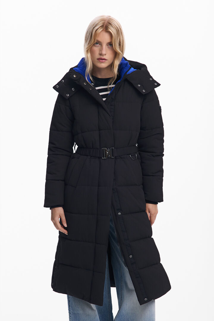 Lange gesteppte Jacke mit Gürtel | Desigual