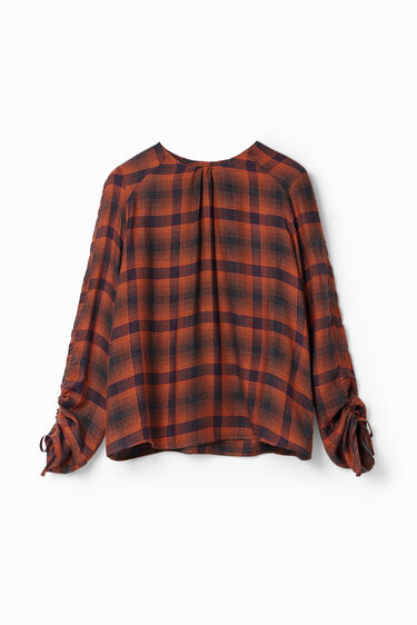 Adjustable sleeve plaid blouse | Desigual