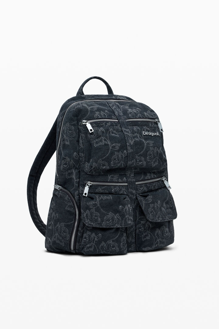 Large embroidered denim backpack | Desigual