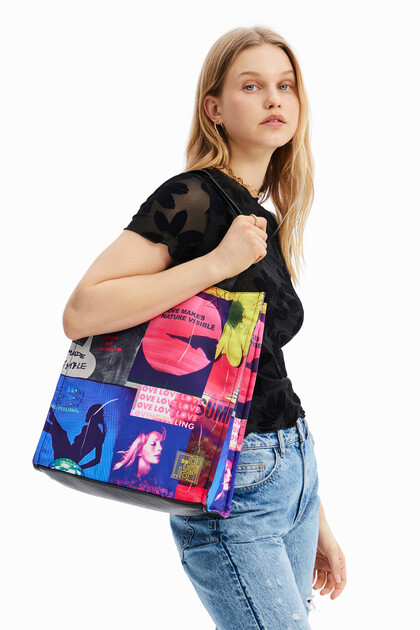 Large collage tote bag