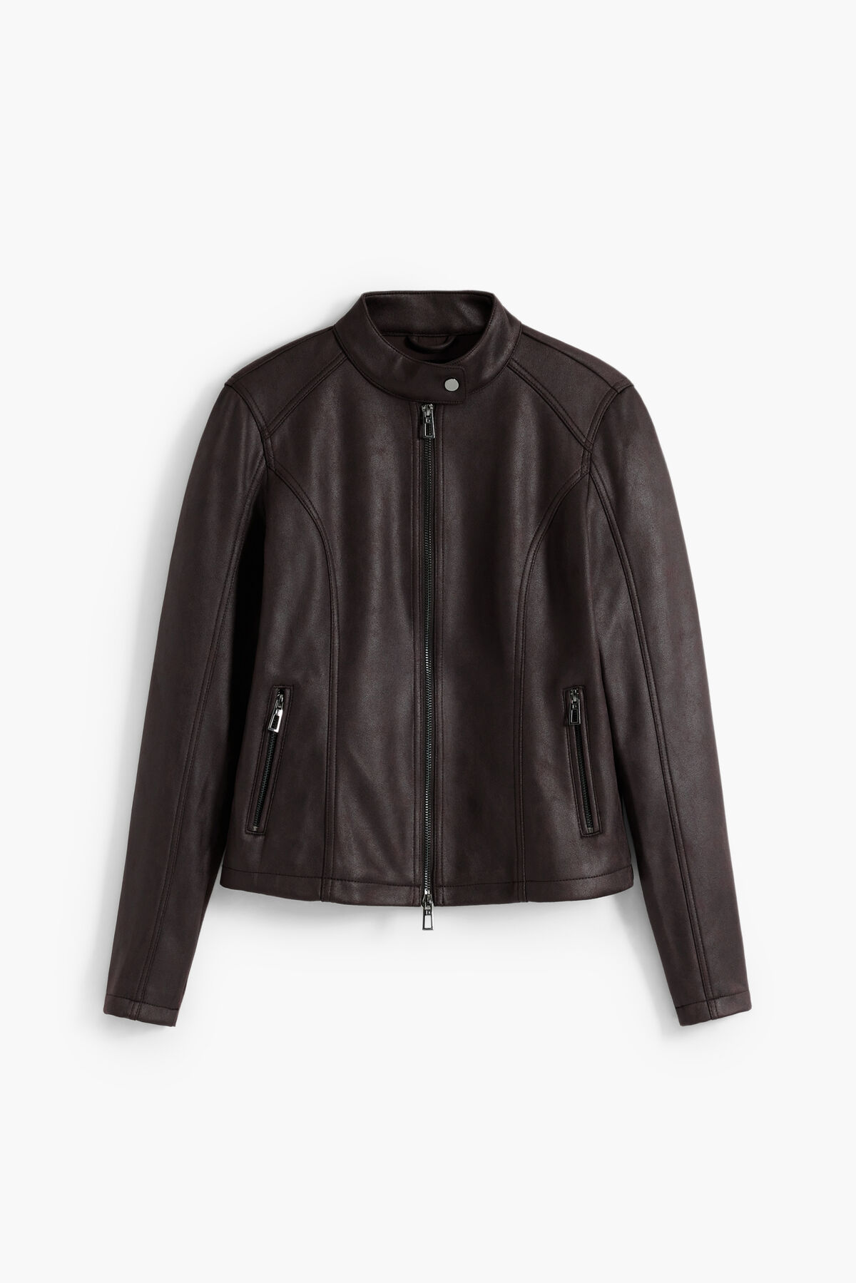 Combined faux leather jacket Women