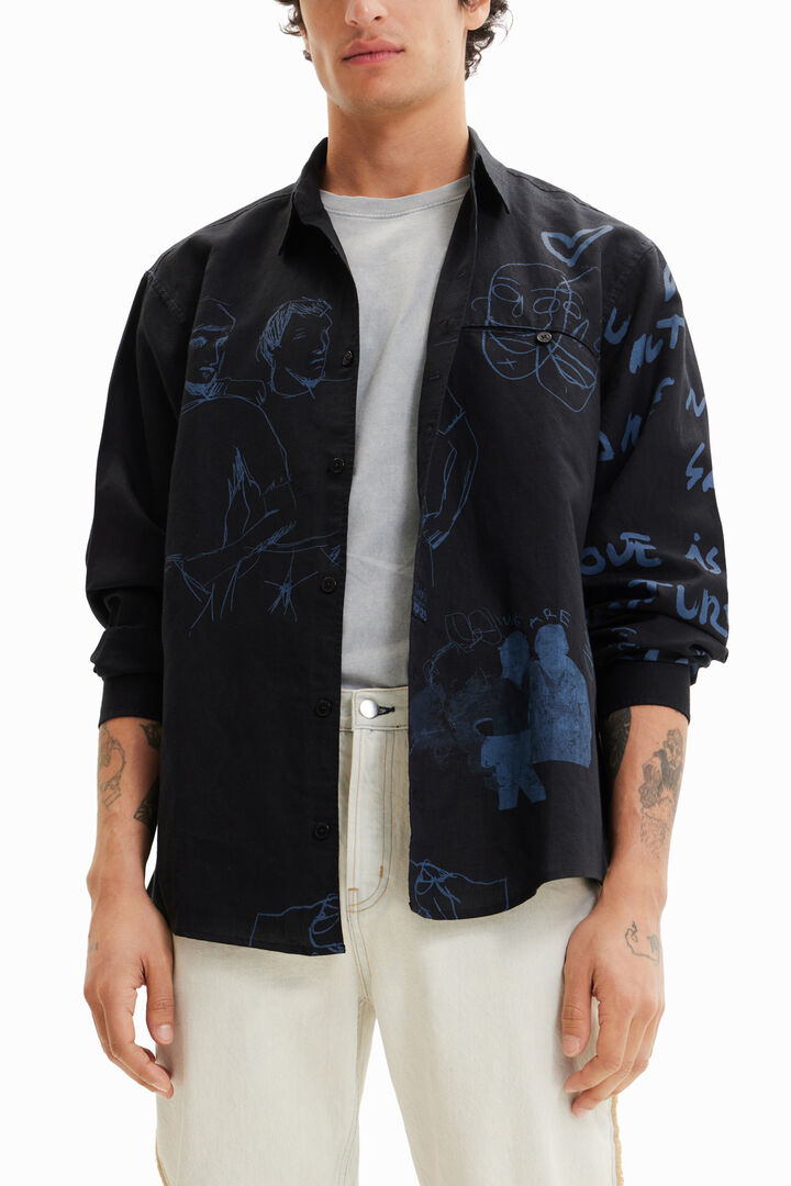 Linen illustration shirt | Desigual