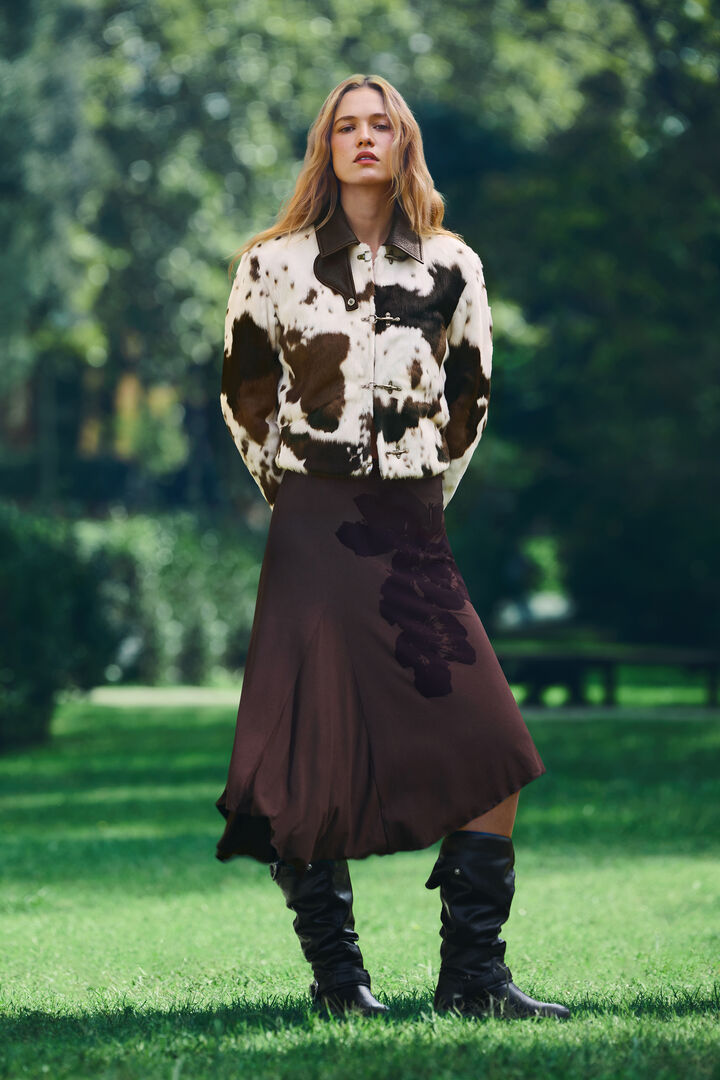 Animal print faux fur jacket