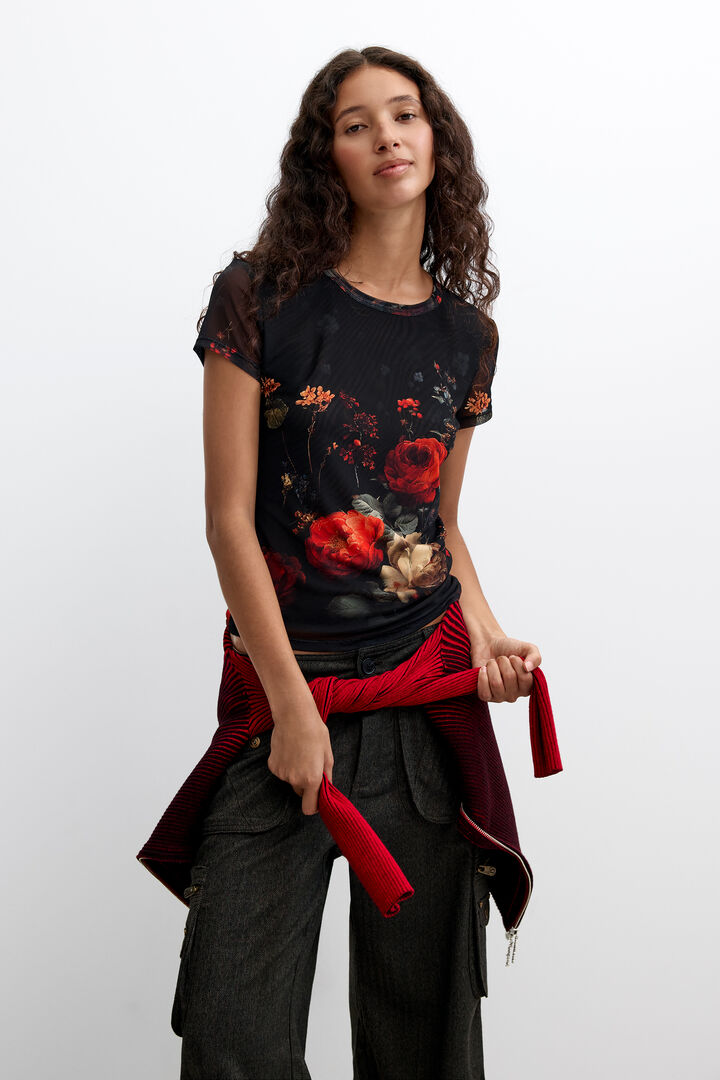 T-shirt met korte mouwen en bloemen