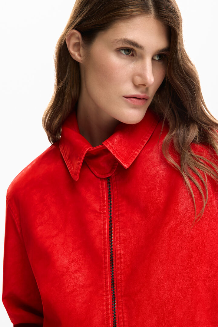 RED FAUX LEATHER JACKET | Desigual