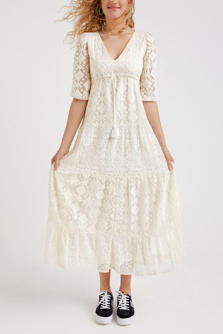 Maxi robe à broderies ethniques | Desigual