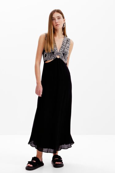 Vestido largo bordado cut-outs | Desigual