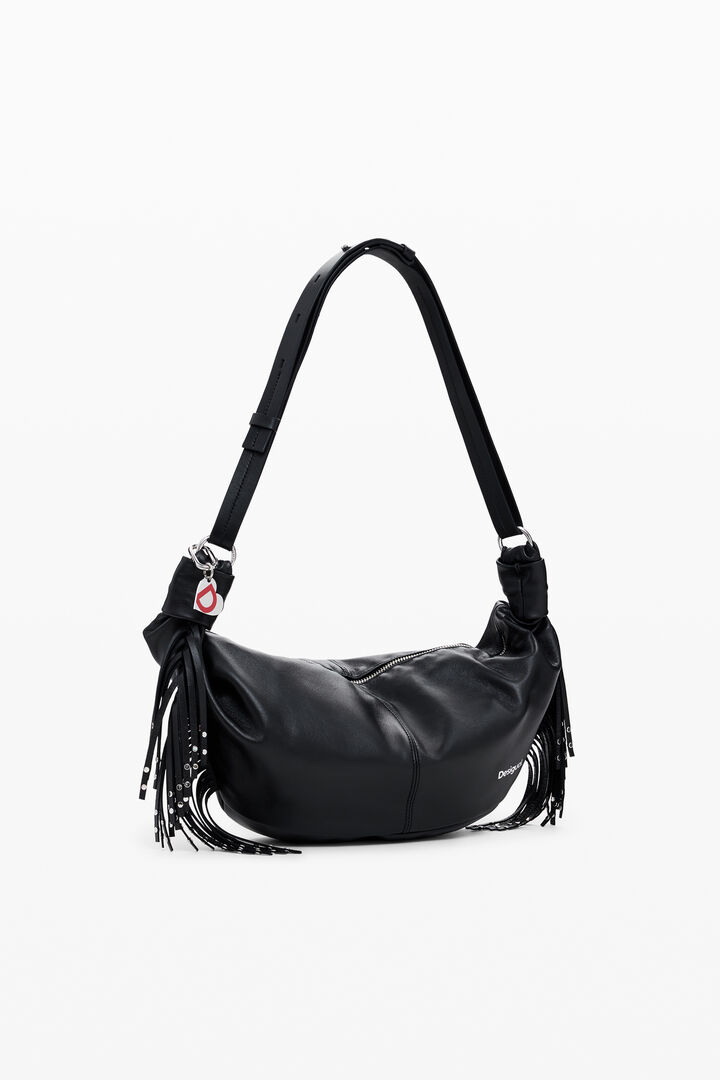 Medium leather fringe bag | Desigual