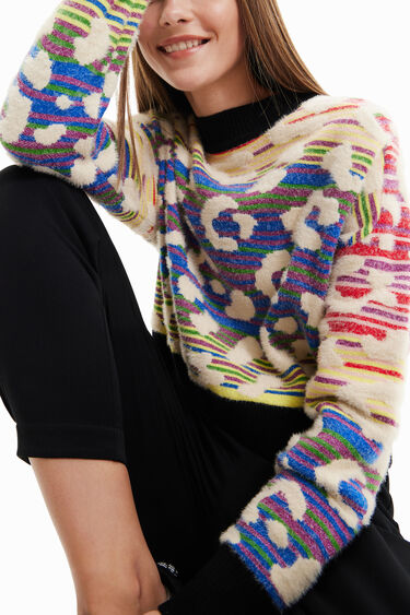 Striped leopard-effect jumper | Desigual