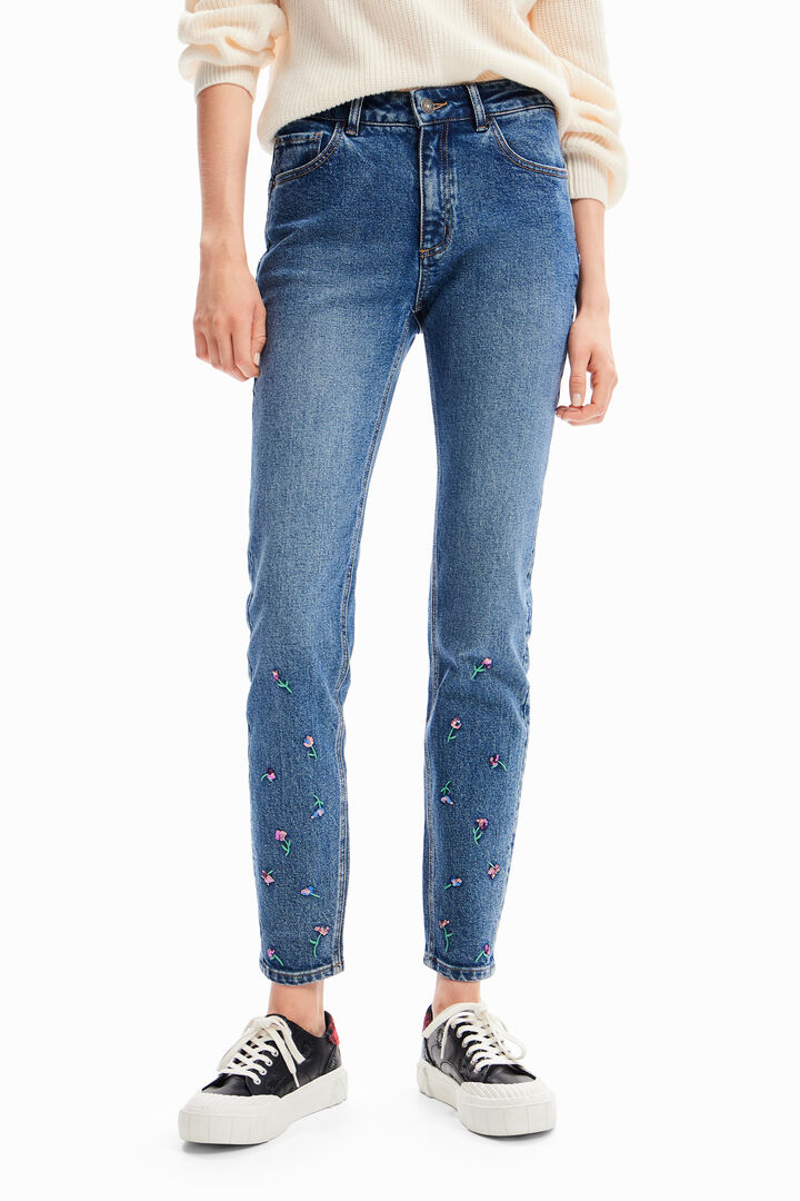 Jeans skinny push-up fiori | Desigual