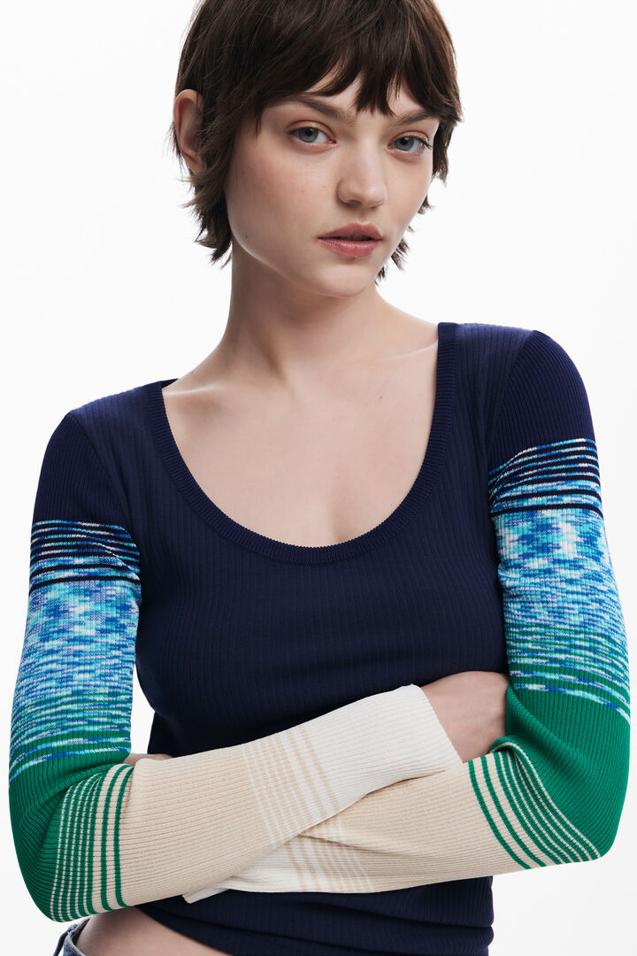 T-shirt with printed sleeves | Desigual