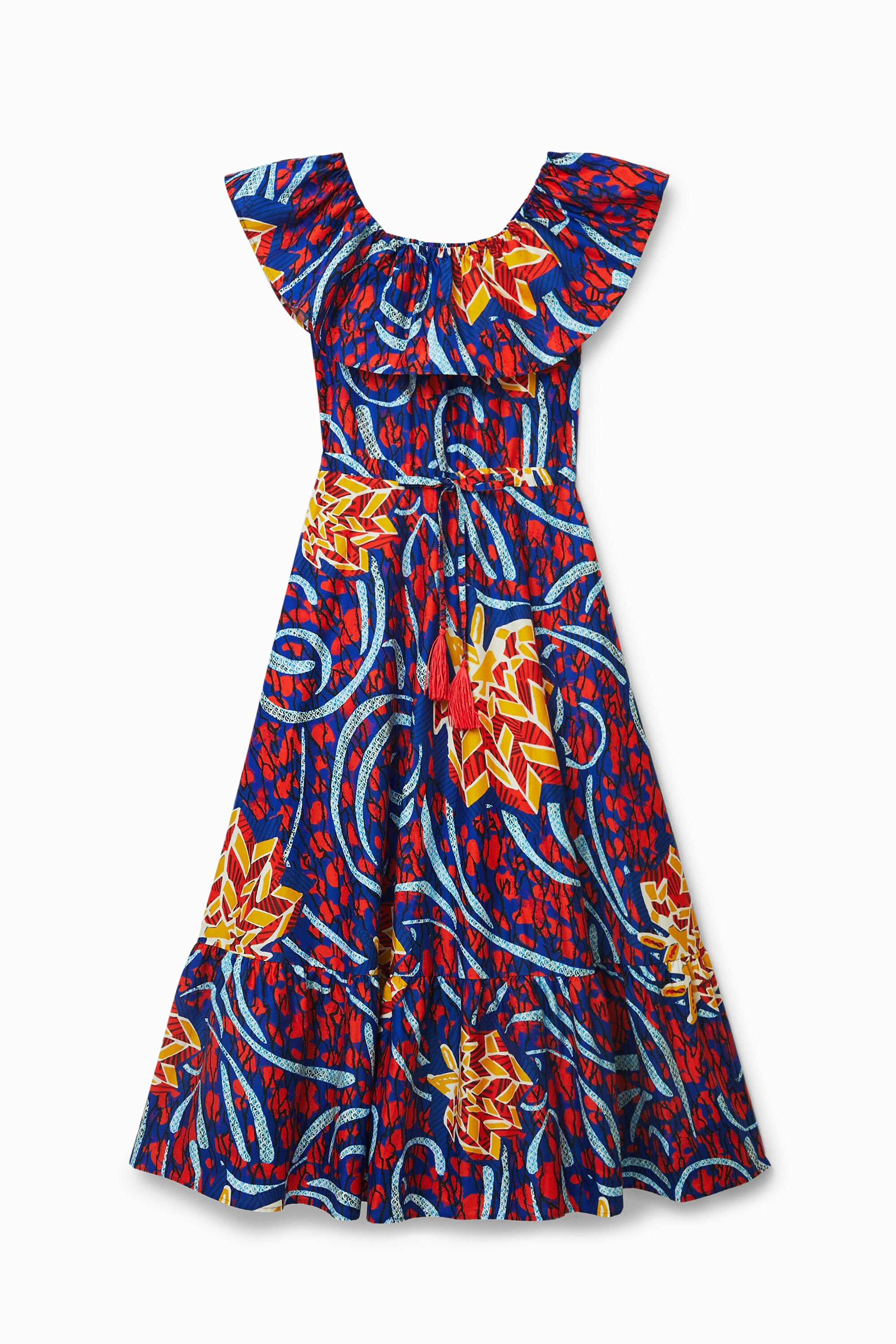 Stella Jean フリル ミディワンピース | Desigual.com
