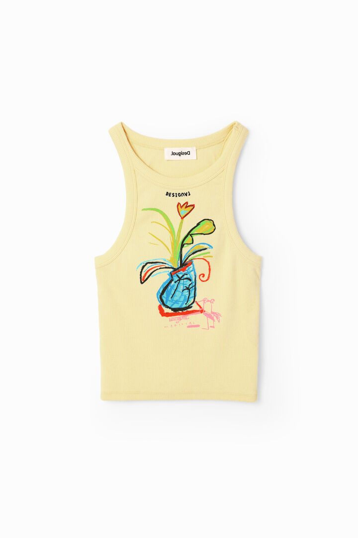 Camiseta slim canalé ilustración | Desigual
