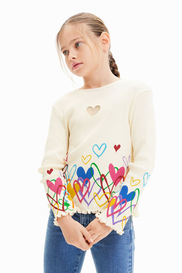 Camiseta cut-out corazones | Desigual