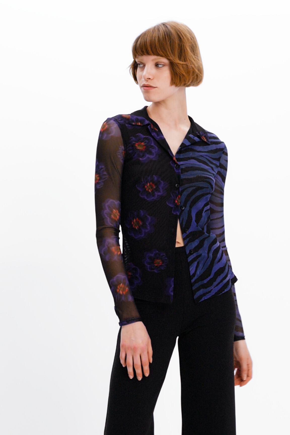 Tulle floral zebra shirt