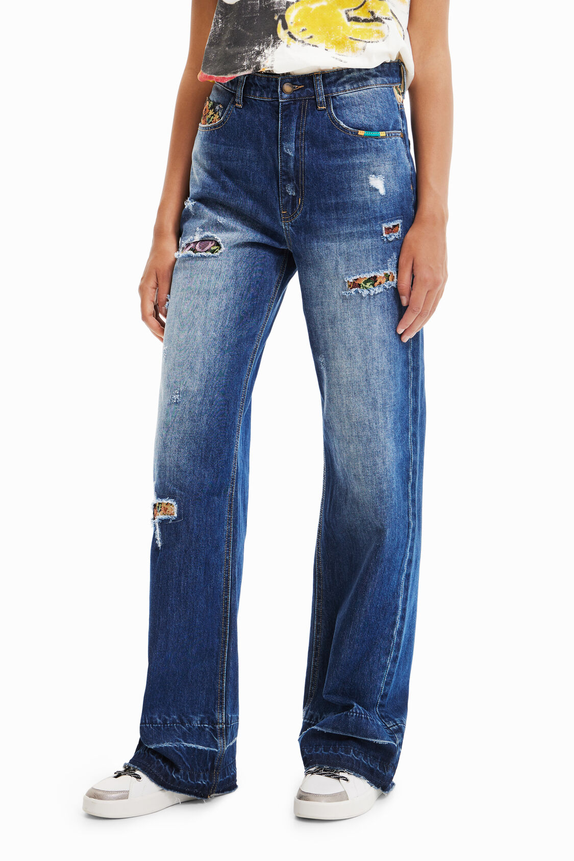 Ajuste blanco como la nieve genéticamente Vaqueros Wide leg | Desigual.com