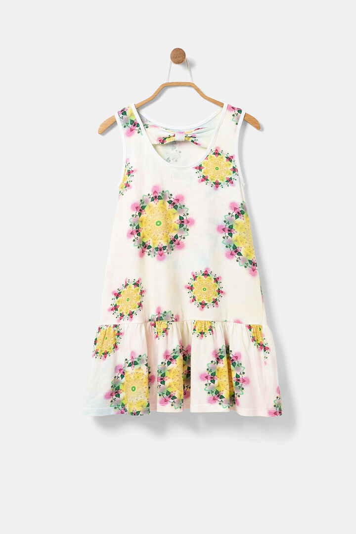 Vestido estampado algodón volantes | Desigual