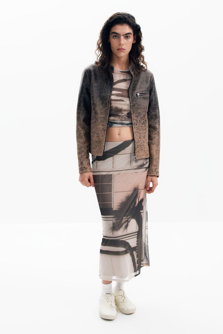 Gradient faux leather biker jacket | Desigual