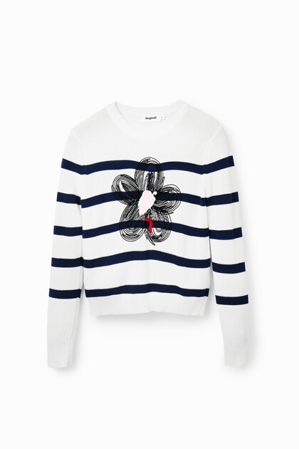 Striped flower pullover