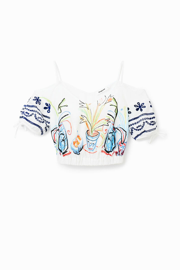 Blusa corta balze grafica | Desigual