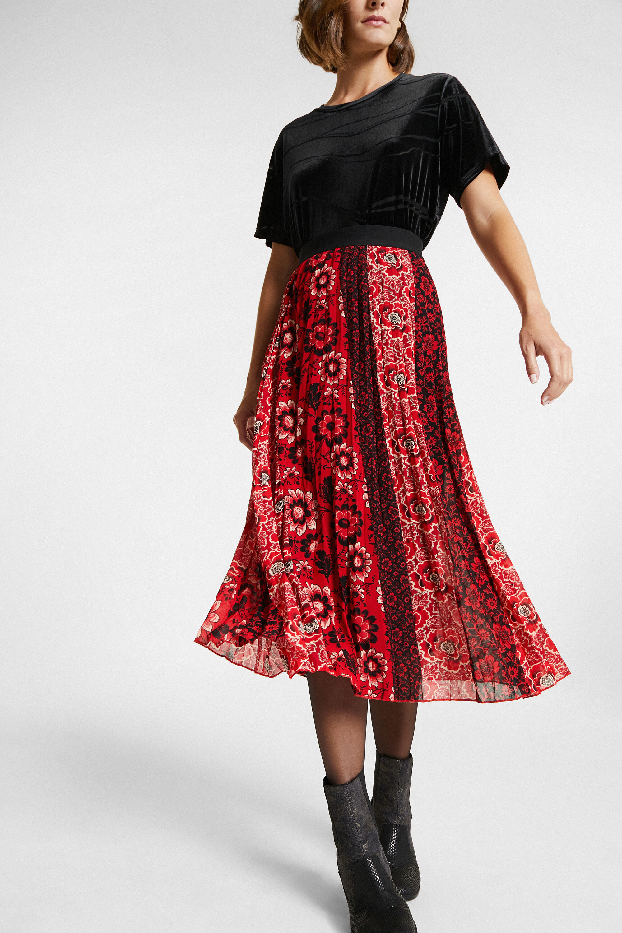 Falda evas plisada estampada