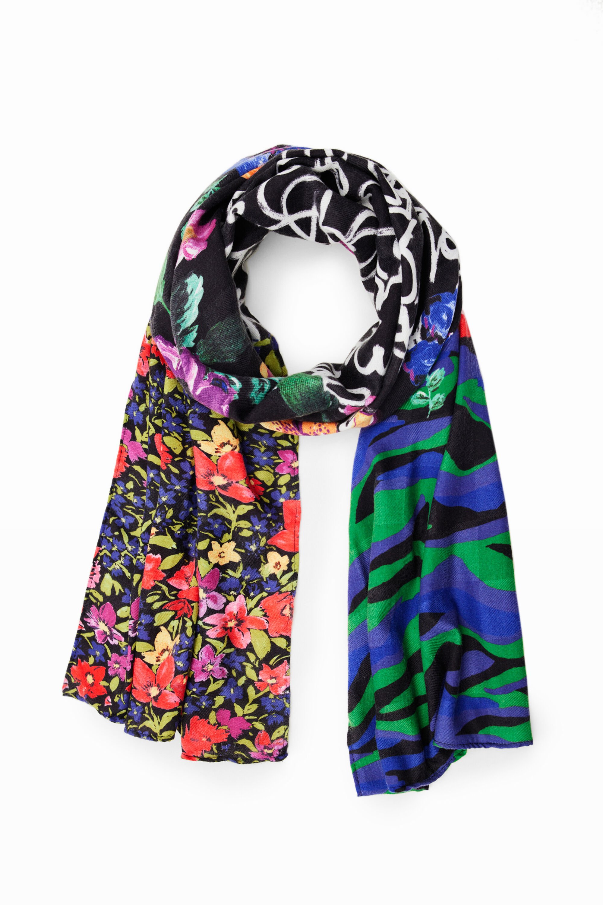 Desigual Patchwork rectangular foulard