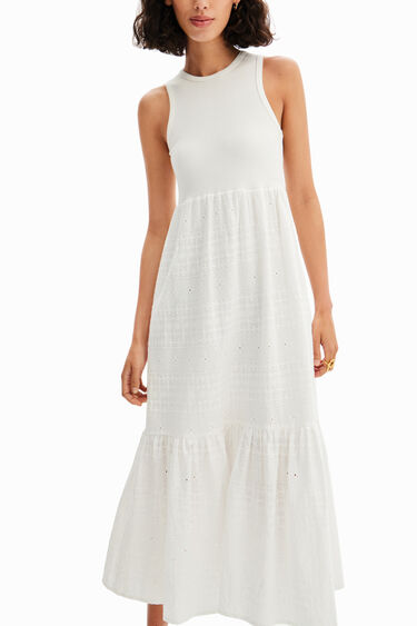 Long embroidered combination dress | Desigual