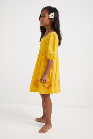 Gele jurk met driekwartmouwen | Desigual