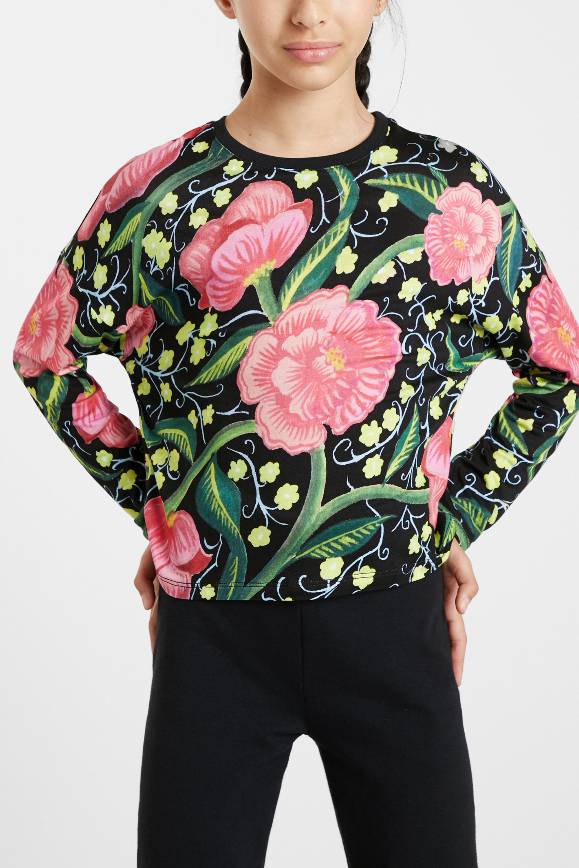 T-shirt flowers Japanese manga | Desigual.com