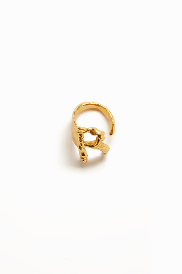 Zalio gold plated letter R ring | Desigual