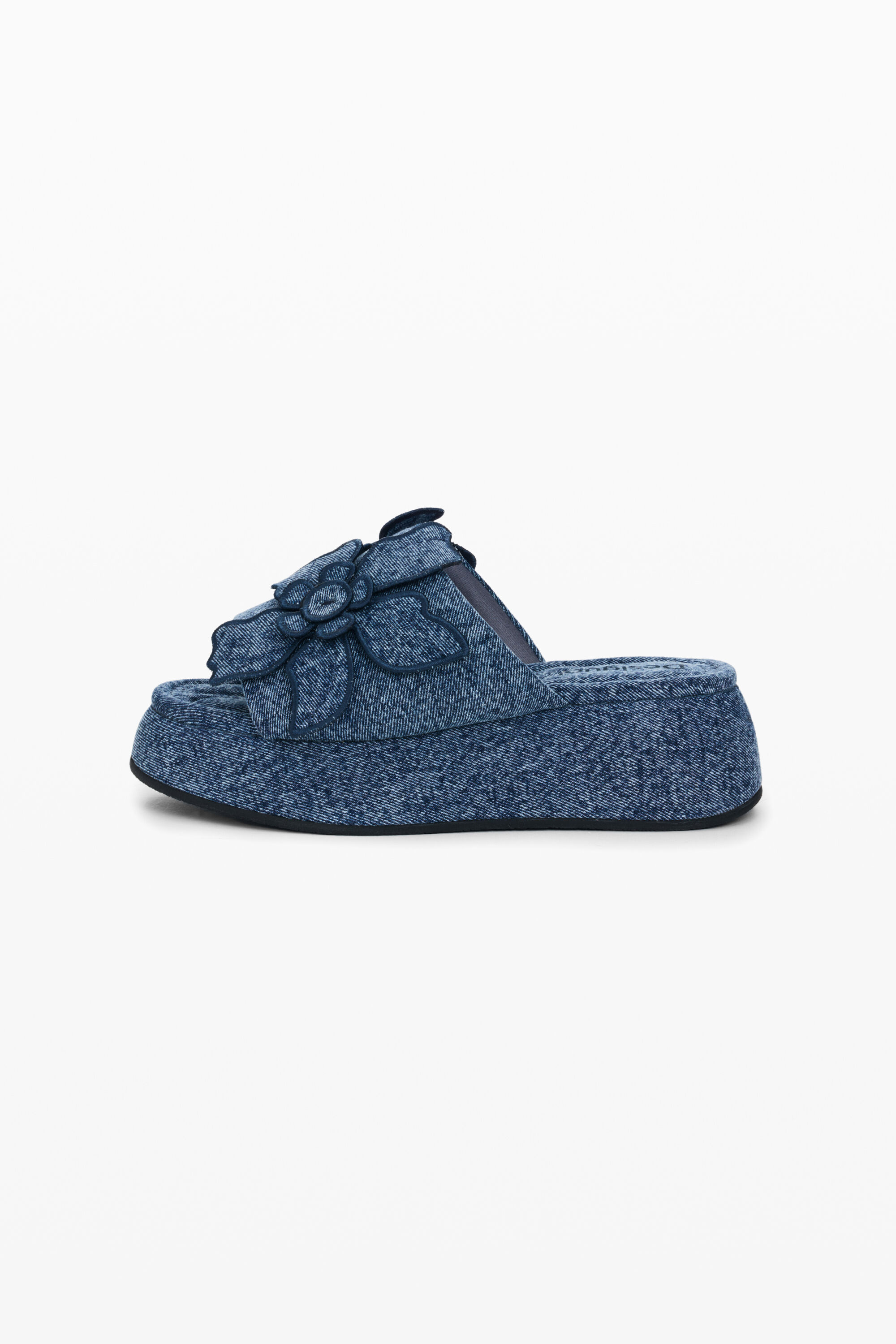 Sandalia plataforma denim, Mujer, Algodon, Azul, 36