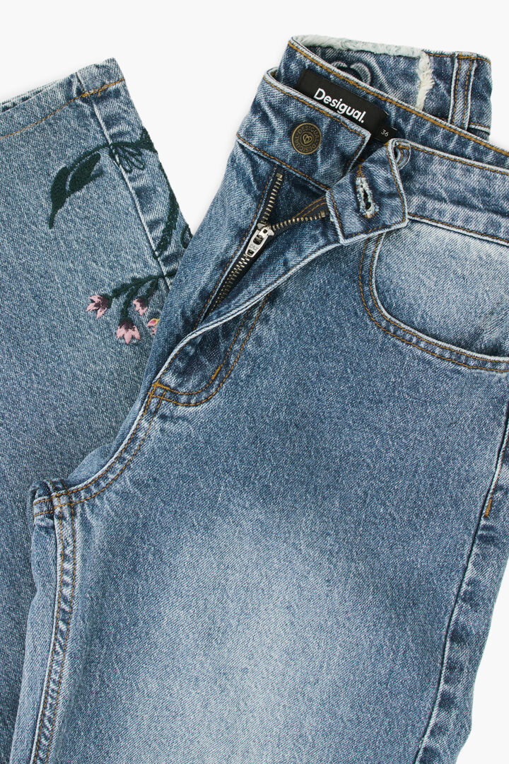 Pantaloni culotte din denim cu flori
