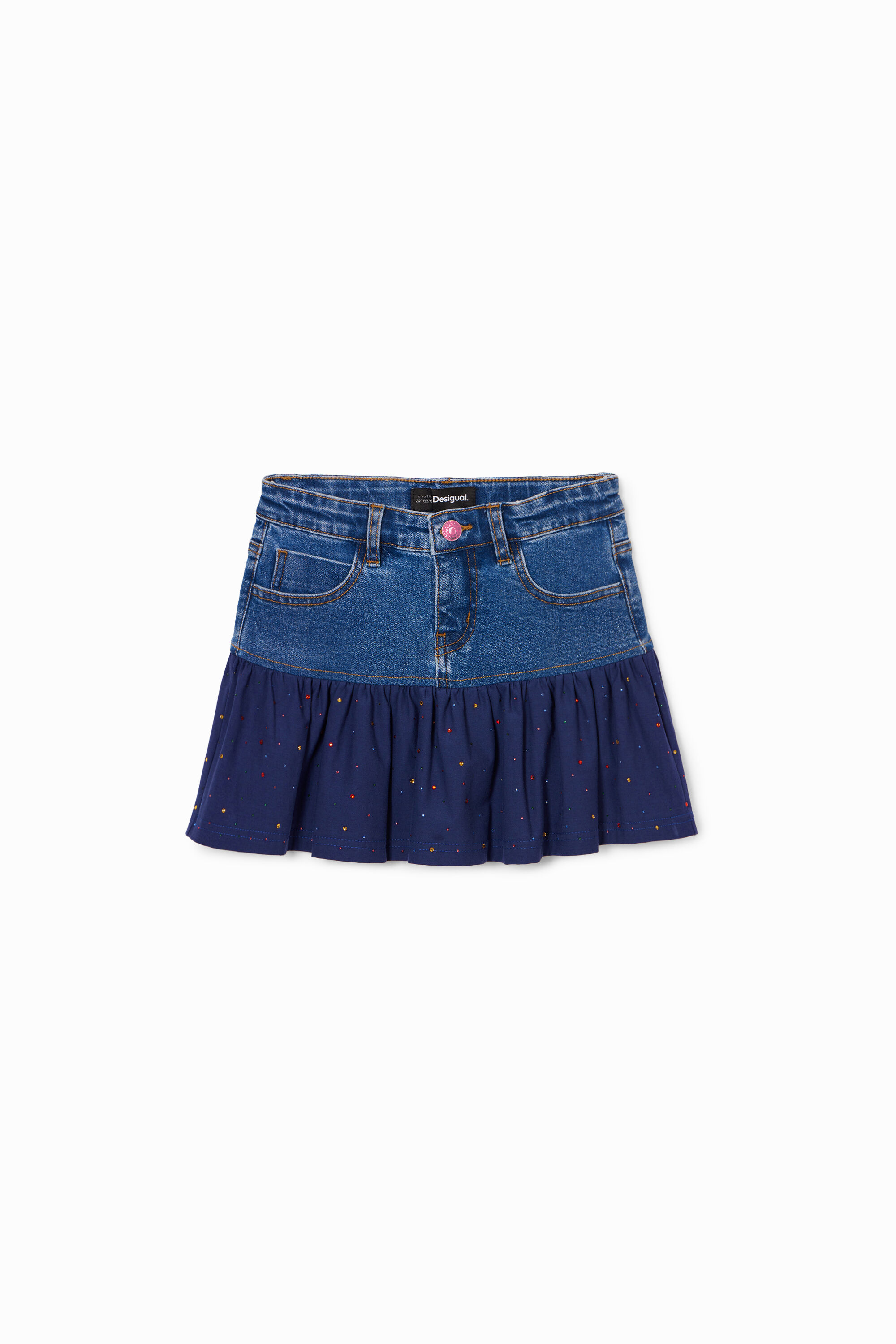 Minfalda vaquera volante puntos - BLUE - 5/6