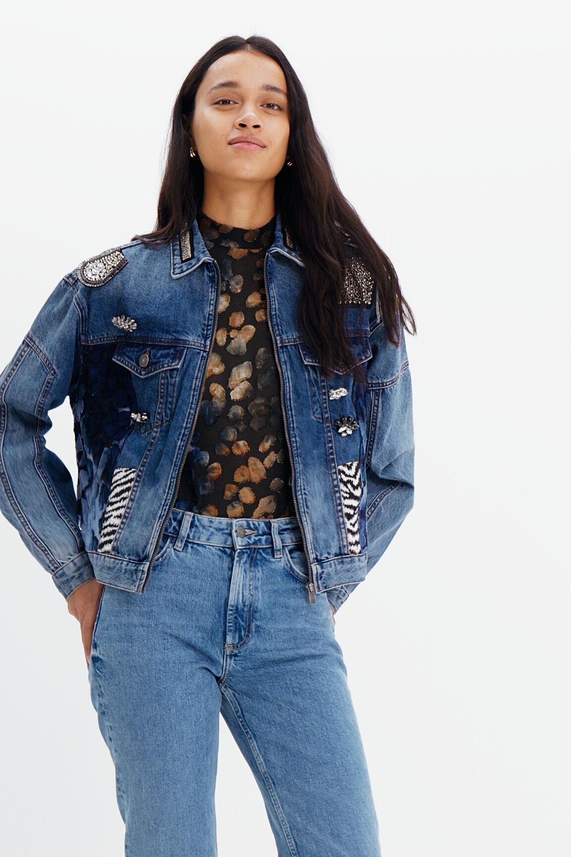 MASTERMIND | HOODED PATCHWORK DENIM JACKET