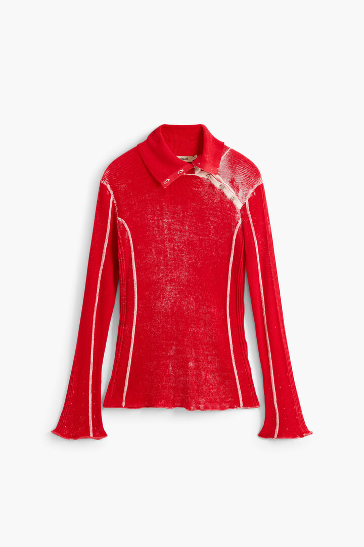 Asymmetrical Ribbed Sweater 100% Cotton