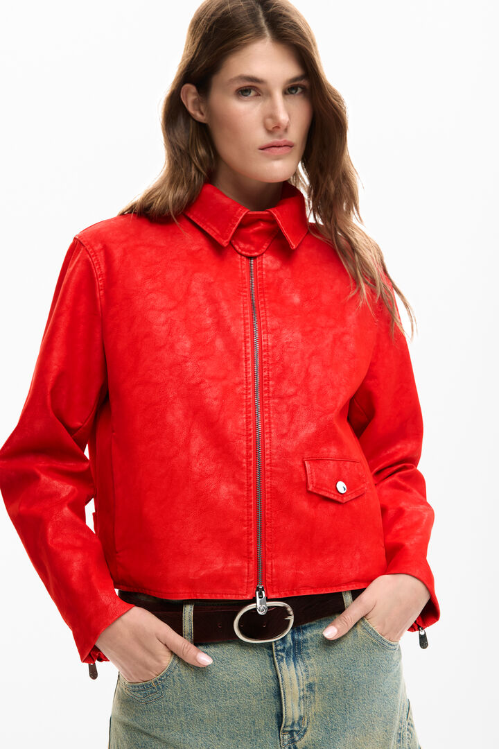 RED FAUX LEATHER JACKET | Desigual