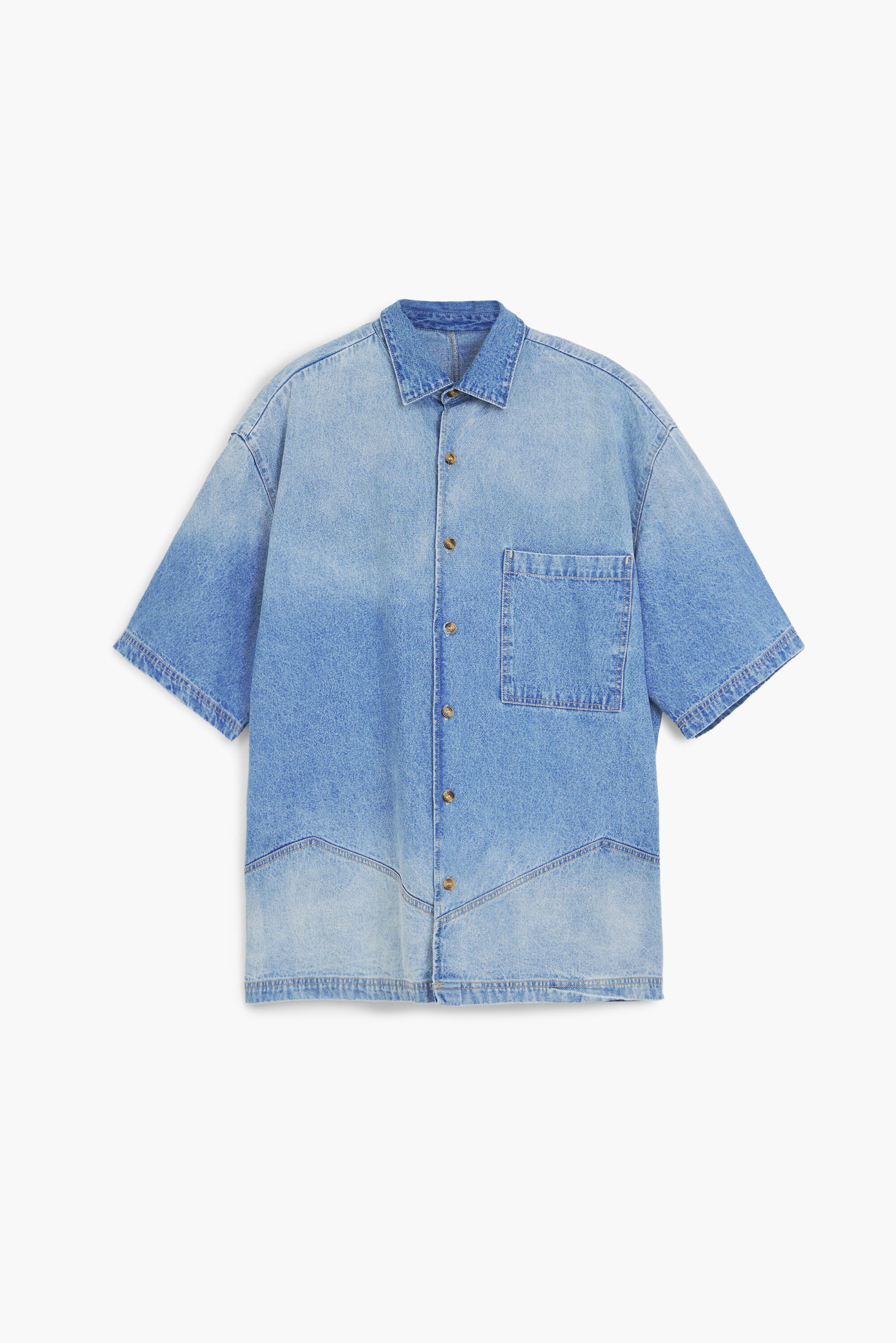 Camisa denim costuras, Algodon, Azul,