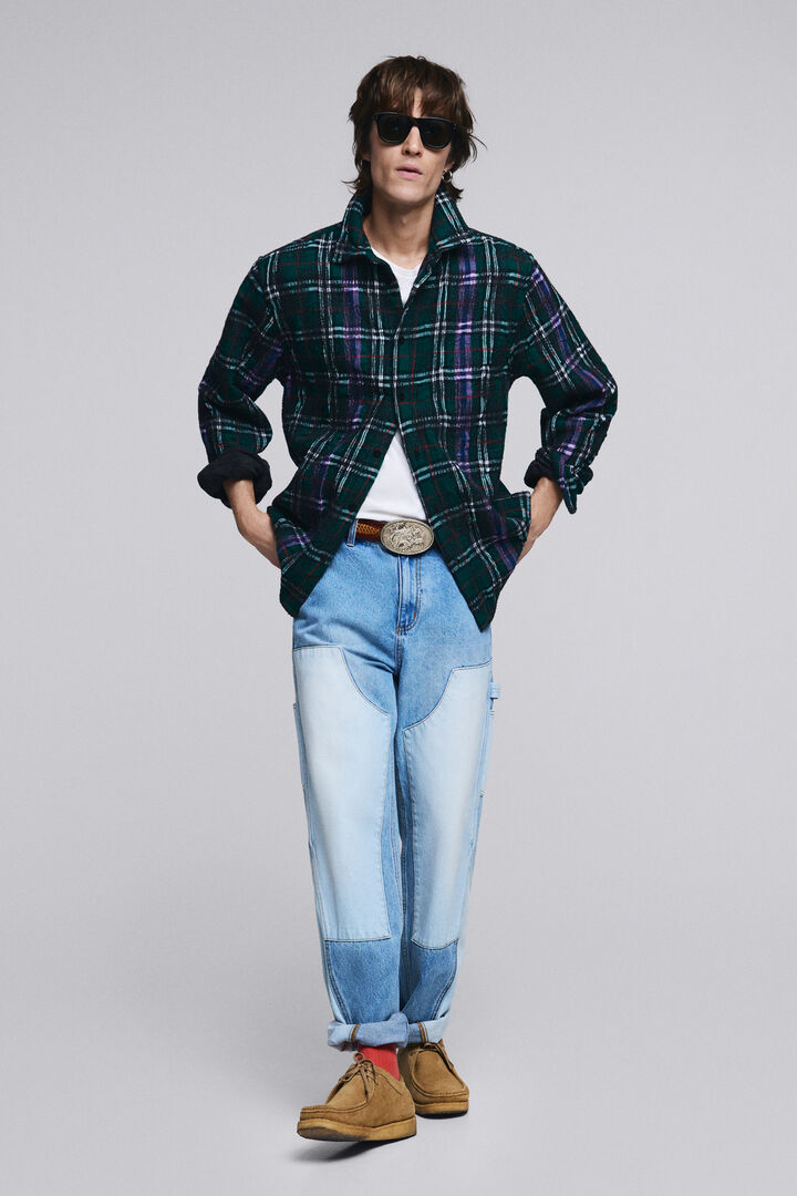 Long-sleeve checkered shirt with zipper | Desigual
