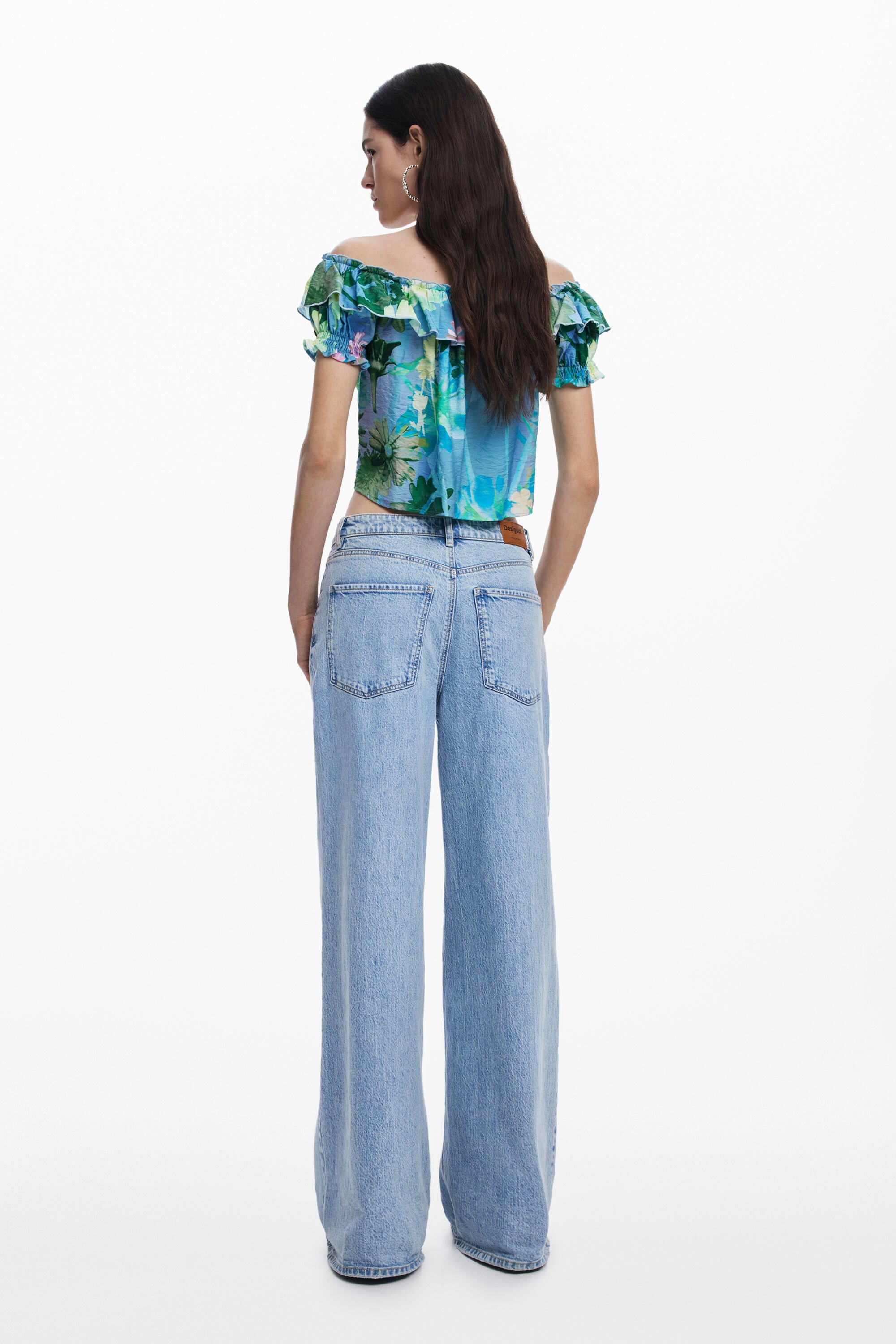 Desigual Ruffle Blouse In Green