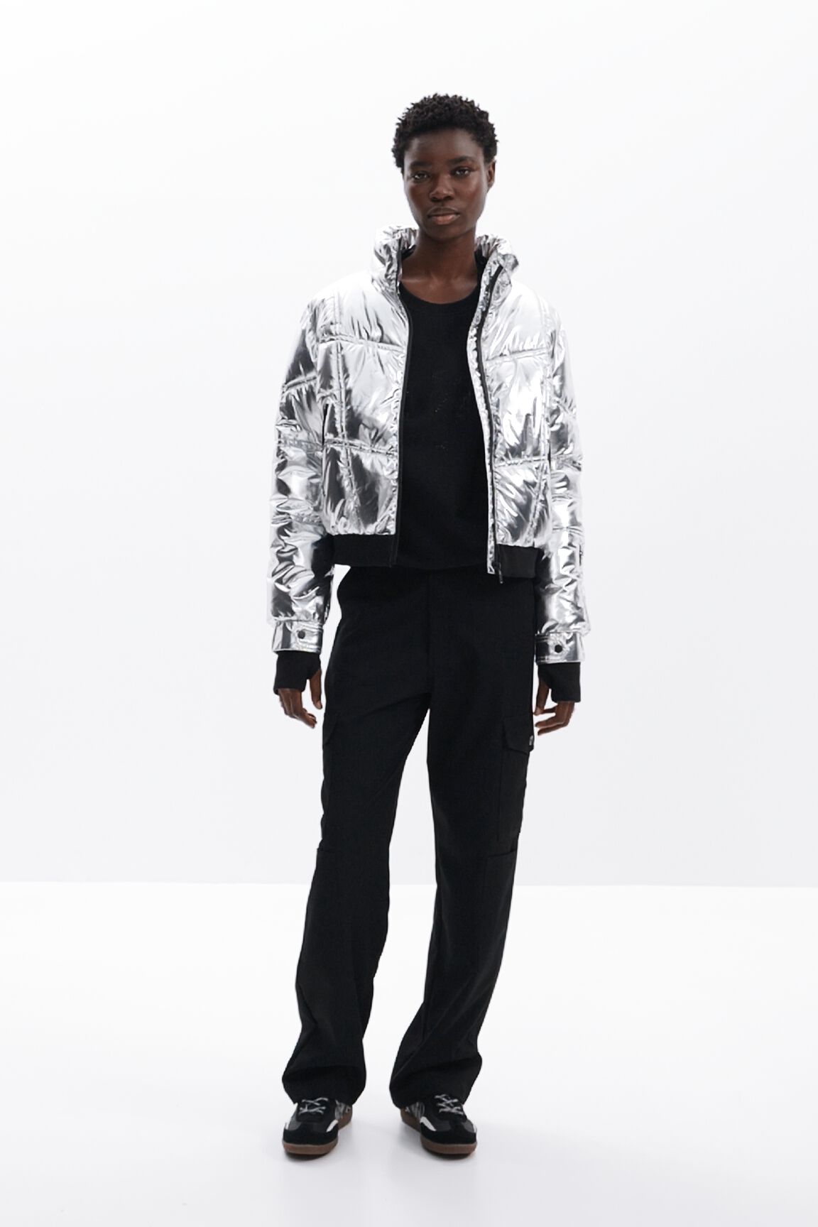 Desigual black and white coat shop