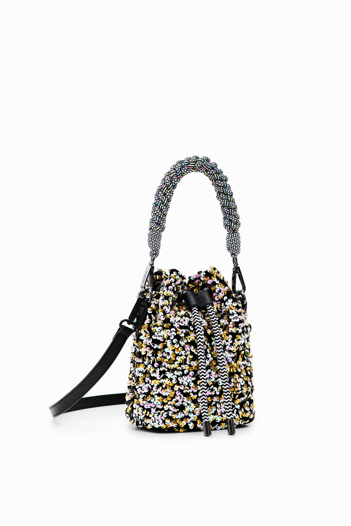 Bolso bucket pequeño lentejuelas | Desigual