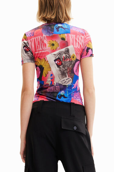 Gerimpelde body met collage | Desigual